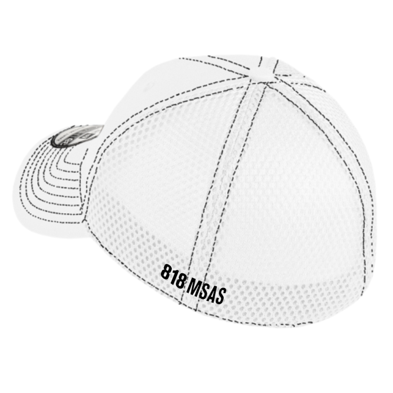 818 MSAS Mesh-Back FlexFit Hat, White/Black