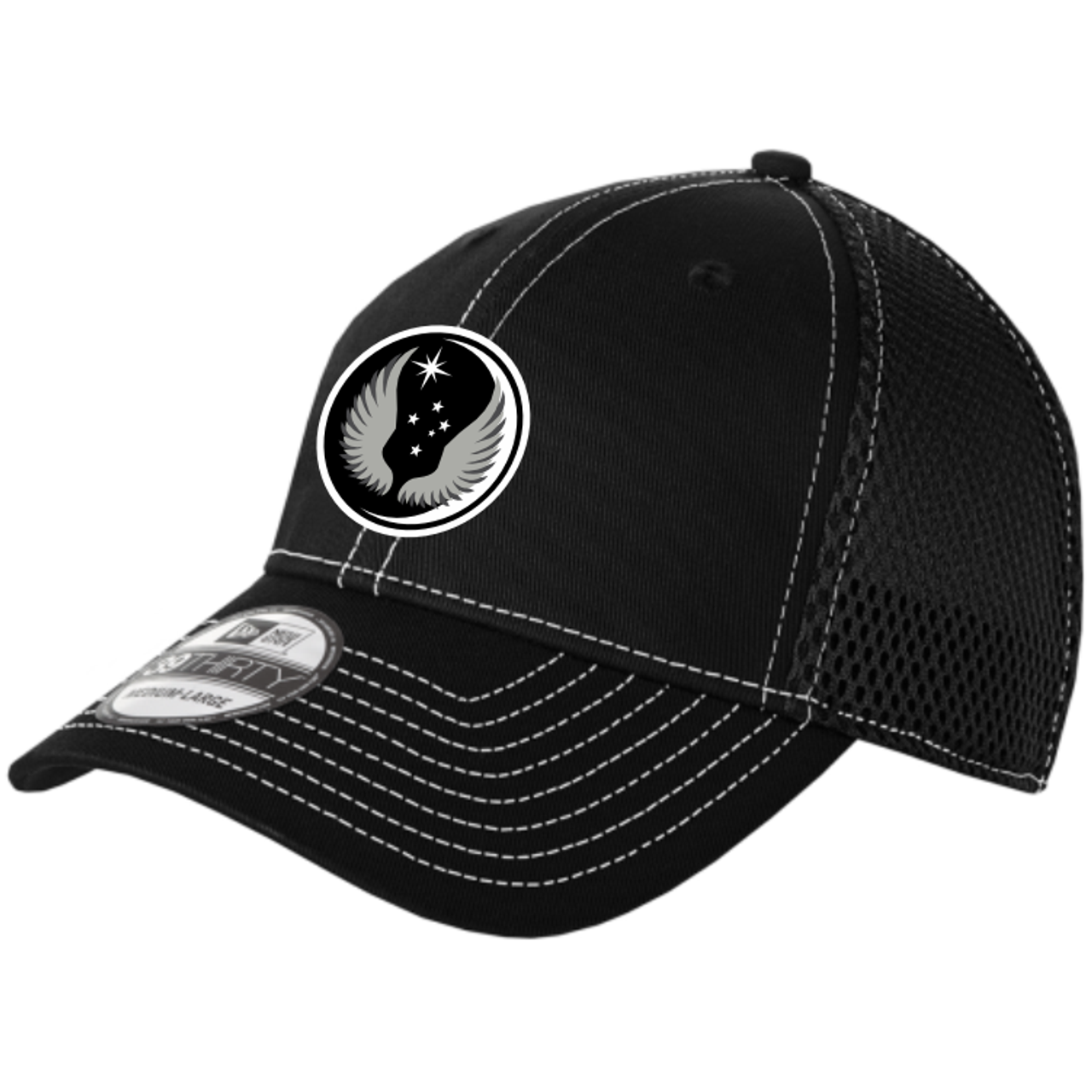 818 MSAS Mesh-Back FlexFit Hat, Black/White