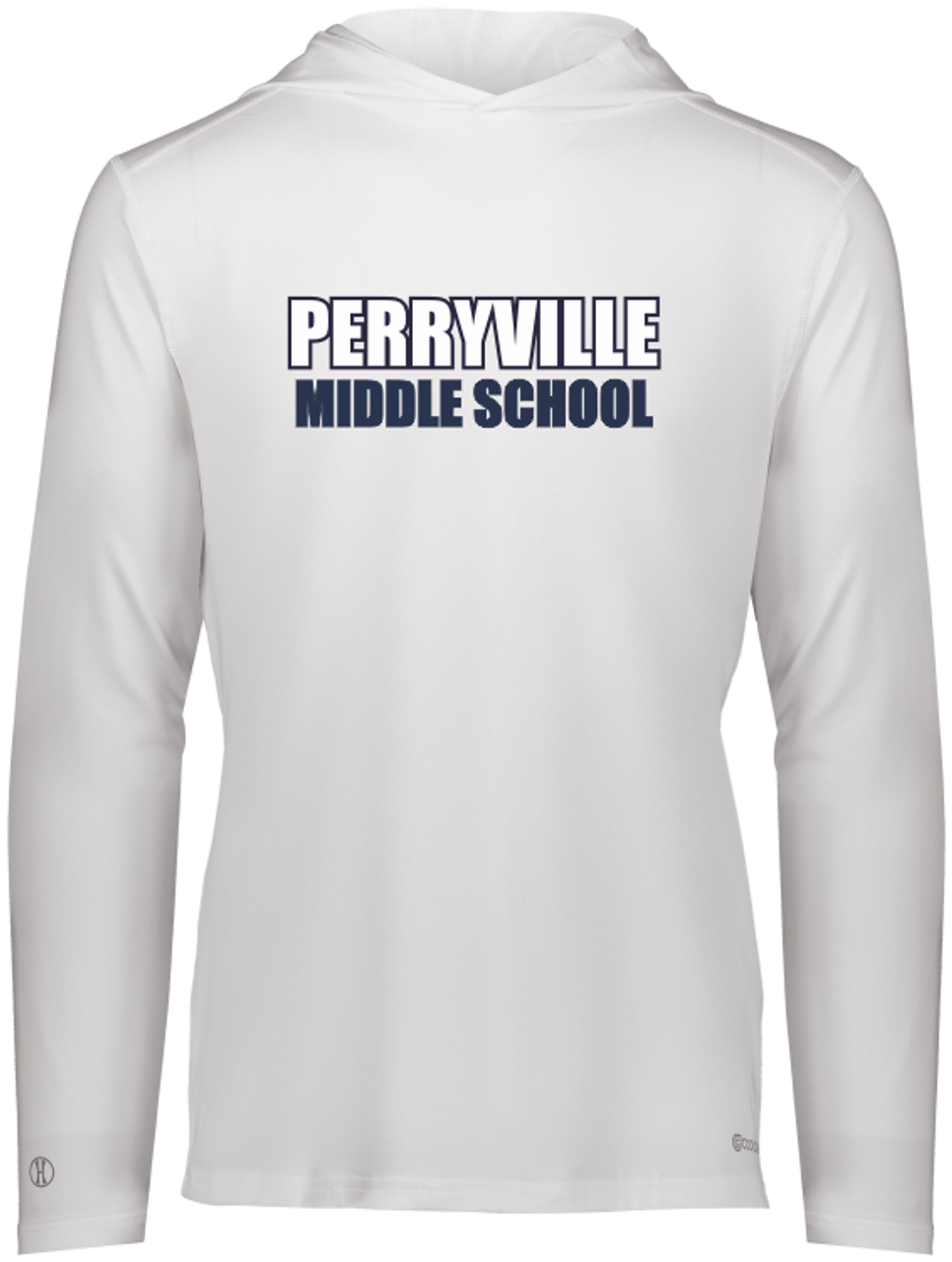 Perryville MS Hooded LS Performance Tee, White