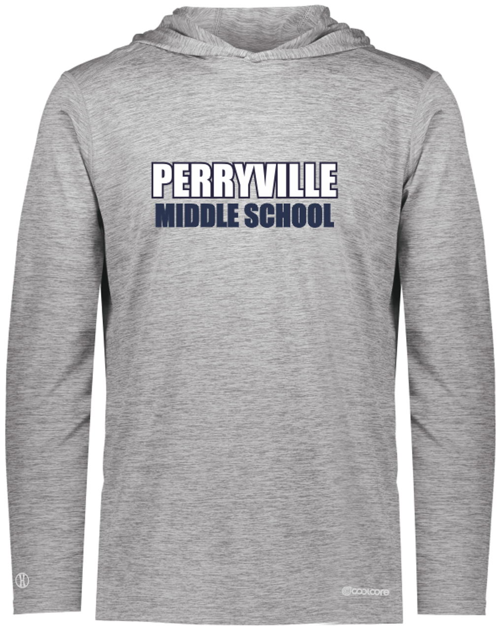 Perryville MS Hooded LS Performance Tee, Gray