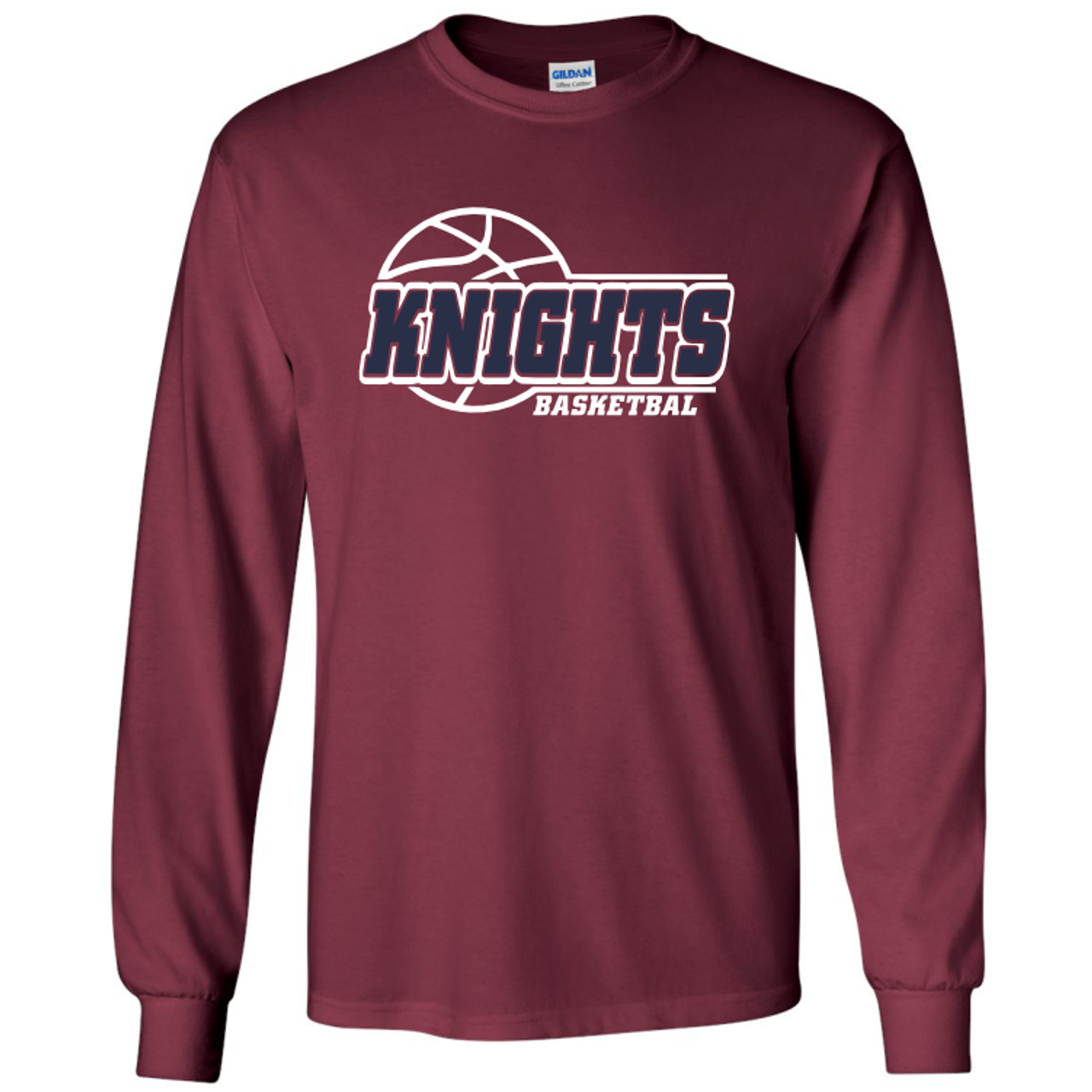 New Covenant Knights Basketball Logo Cotton T-Shirt, Maroon