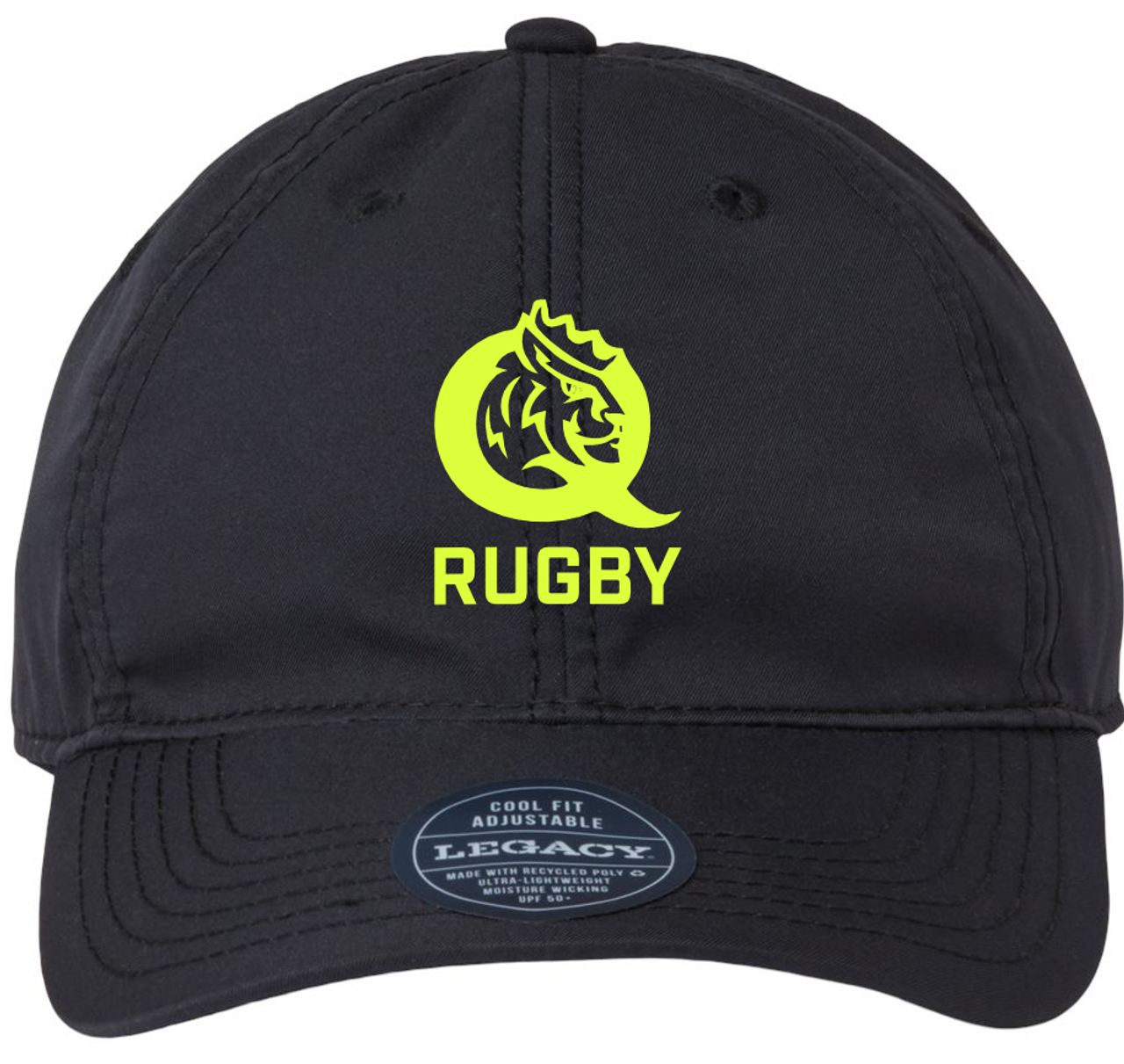 Queens University of Charlotte Rugby Q Logo Adjustable Hat, Black