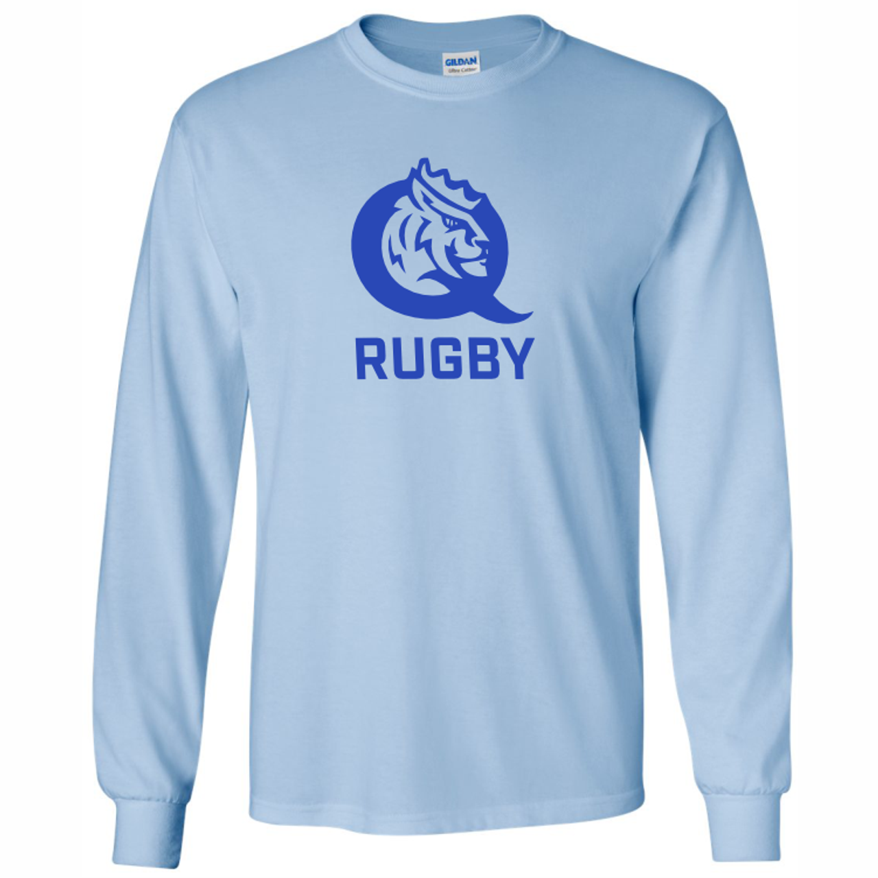 Queens University of Charlotte Rugby 50/50 Tee, Light Blue