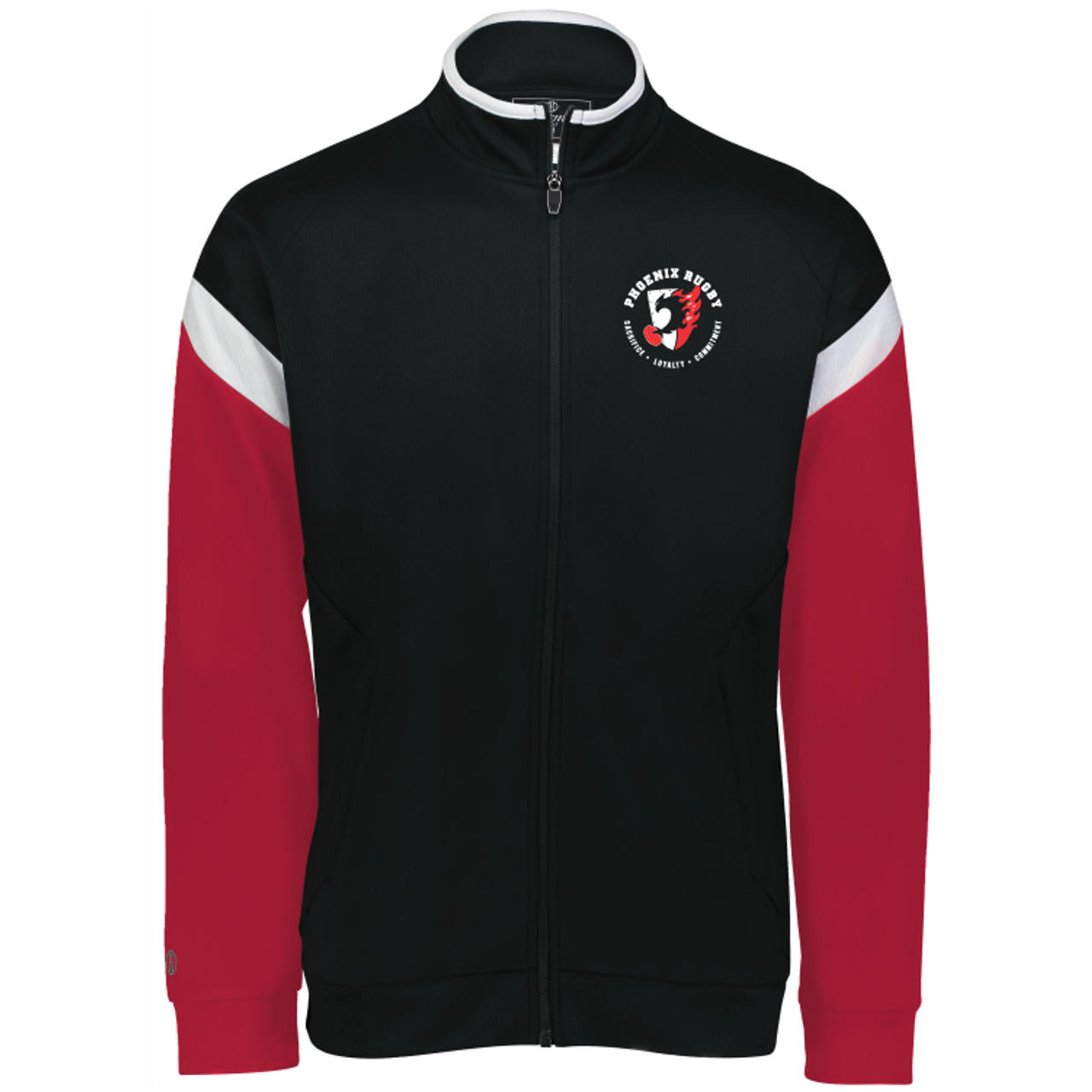Phoenix Rugby Club Warm Up Jacket, Black/Red/White