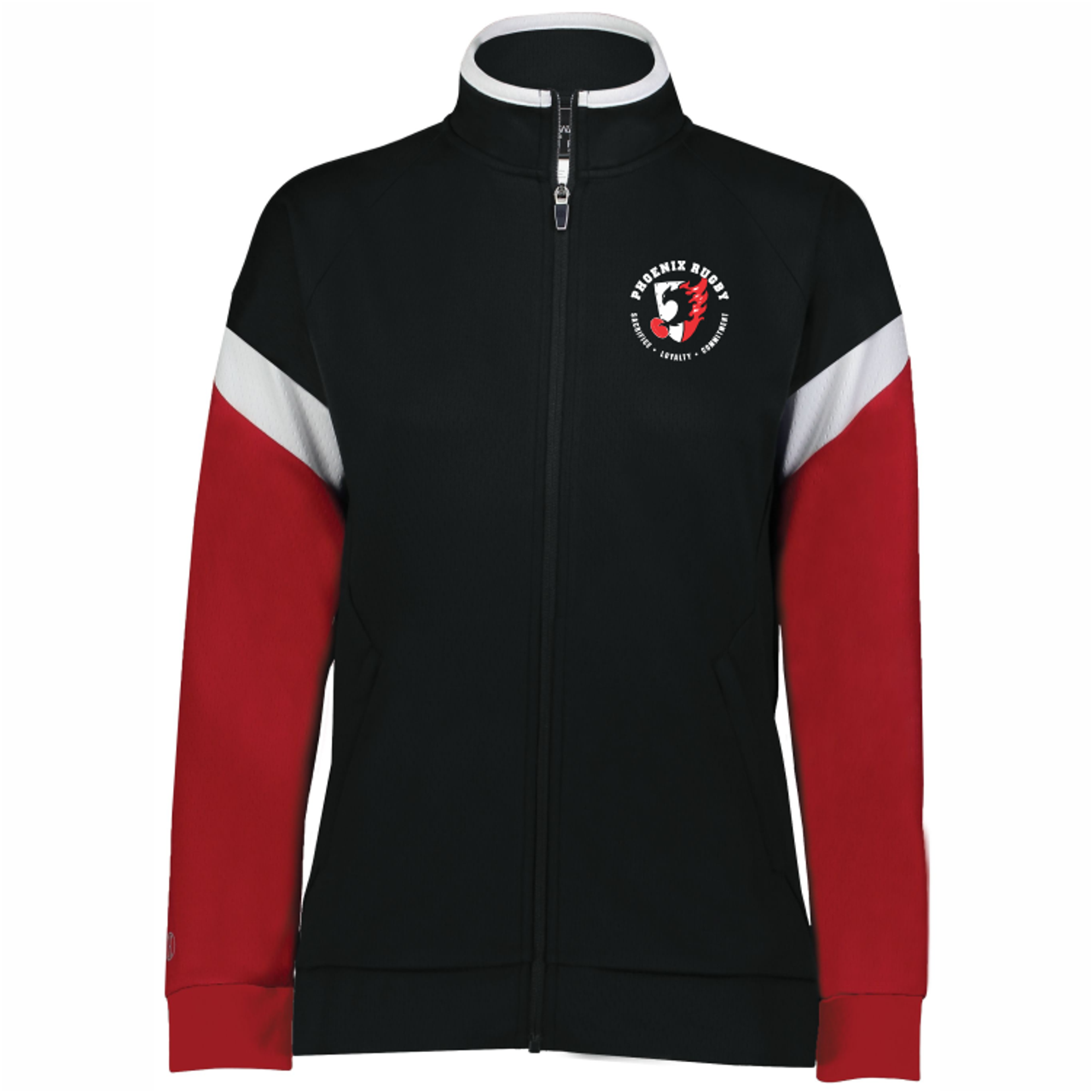 Phoenix Rugby Club Warm Up Jacket, Black/Red/White