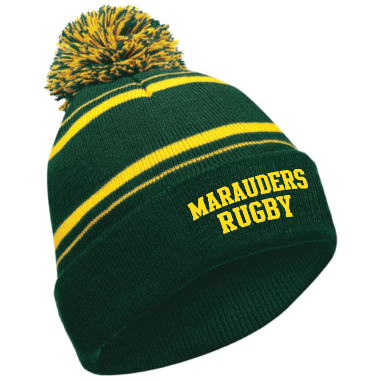 West Carroll Pom Beanie, Forest/Gold