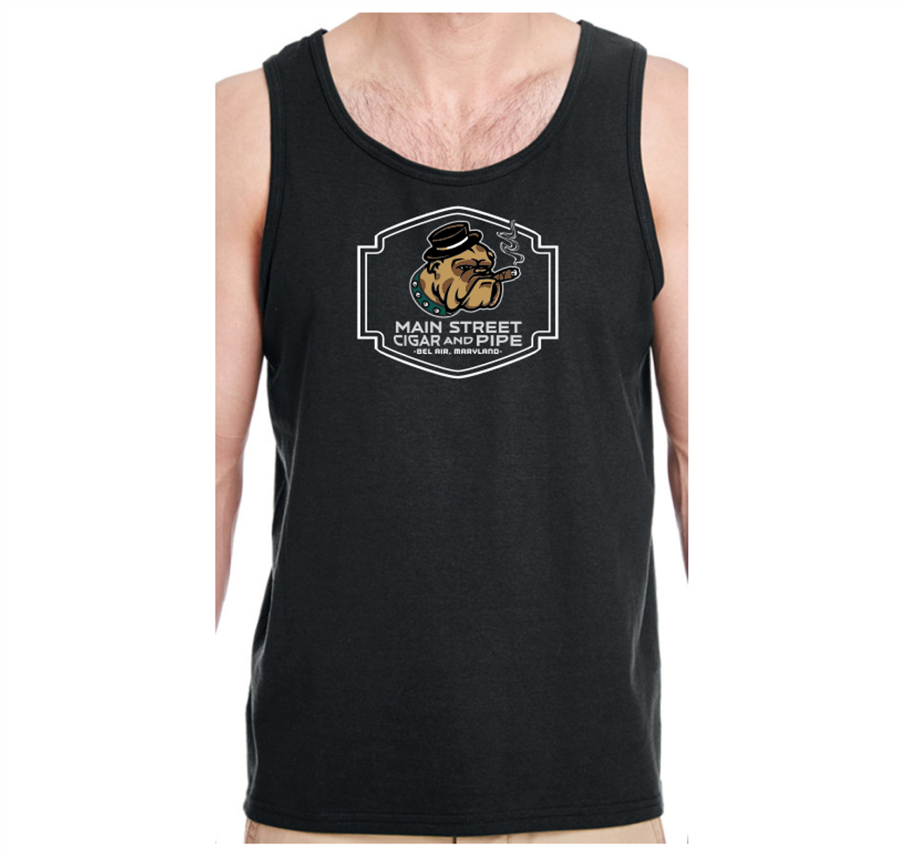 Main Street Cigar Cotton Tank, Black