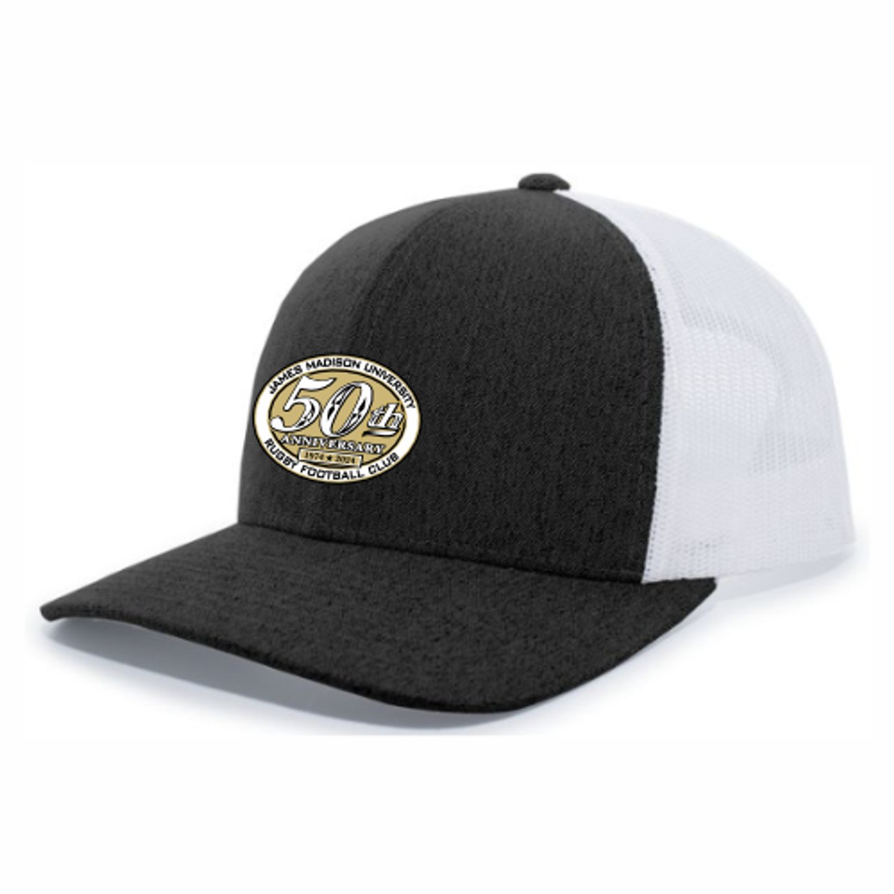 JMU 50th Anniversary Adjustable Mesh-Back Hat, Black Heather/White