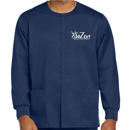 SoZen Health & Wellness Scrub Jacket, Navy