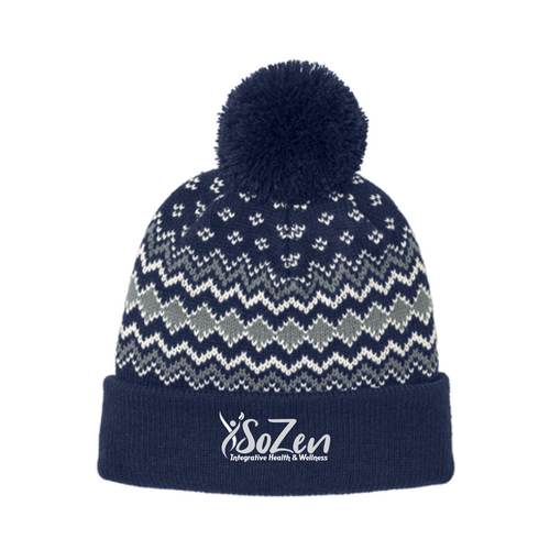 SoZen Health & Wellness Pom Beanie, Navy