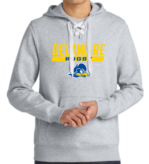 Delaware Rugby Hockey Laced Hoodie, Gray