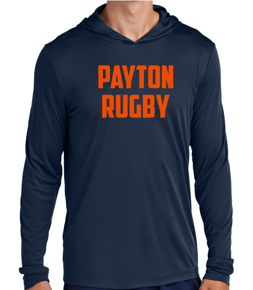 Payton Rugby Hooded LS Performance Tee, Navy 