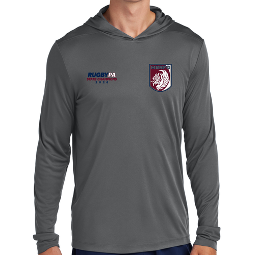 MB Rugby U19 Championship L/S Hooded Performance Tee, Gray