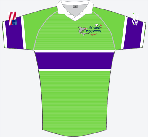 Mid-Atlantic Rugby Referees LOOSE FIT Jersey, Lime/Purple