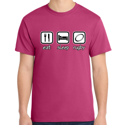 'Eat, Sleep, Rugby' Tee, Berry