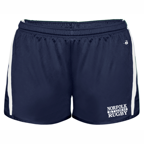 Norfolk Storm Ladies-Cut Gym Short, Navy/White