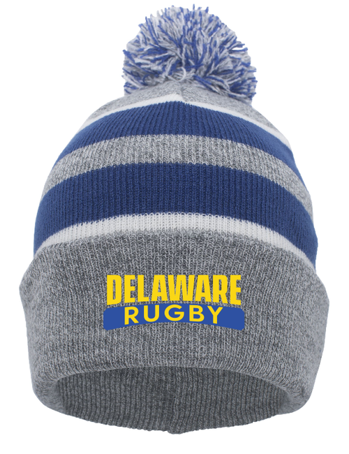 Delaware Rugby Stripe Pom Beanie