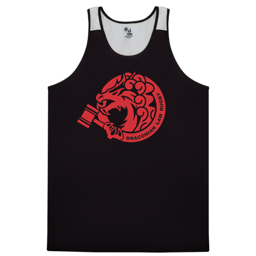 Draconian Law Rugby Vent Back Tank, Black/White