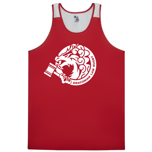 Draconian Law Rugby Vent Back Tank, Red/White