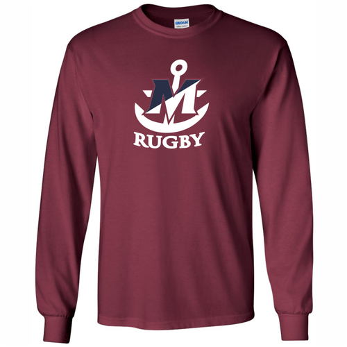 New York Maritime Rugby Anchor Logo Tee, Maroon