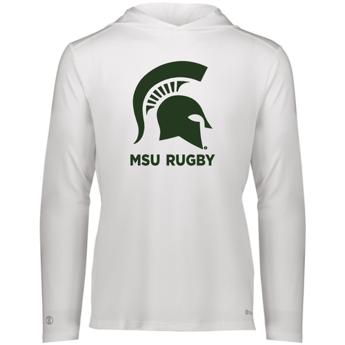 Michigan State Rugby LS Hooded Performance Tee, White