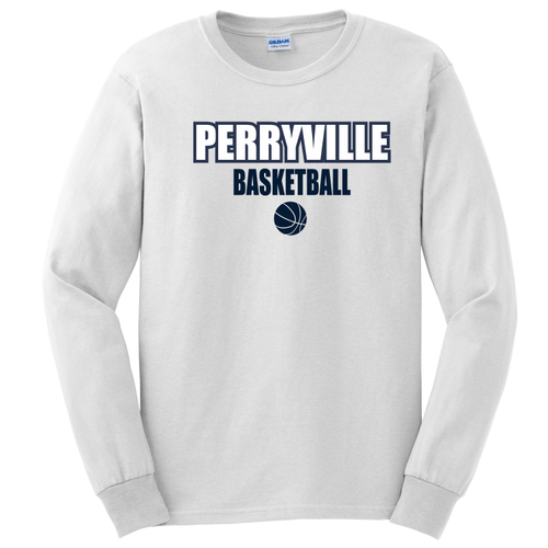 Perryville MS Basketball LONG Sleeve Tee, White