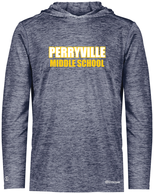 Perryville MS Hooded LS Performance Tee, Navy