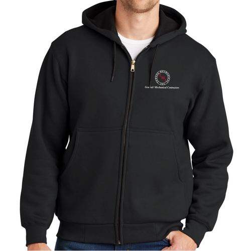 TMI Heavyweight Thermal Lined Full Zip Hoodie, Black