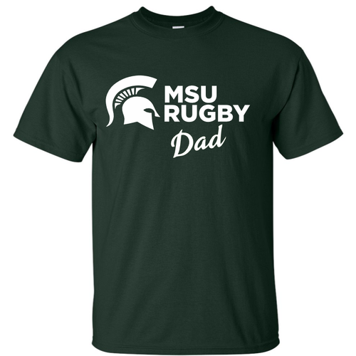 Michigan State Rugby Dad Cotton Tee, Forest
