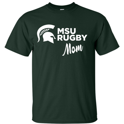 Michigan State Rugby Mom Cotton Tee, Forest