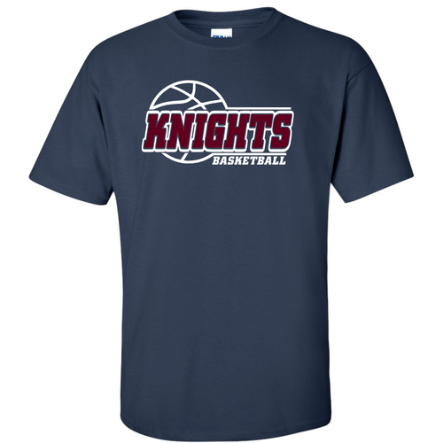 New Covenant Knights Basketball Logo Cotton T-Shirt, Navy