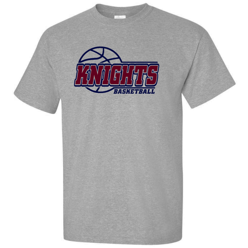 New Covenant Knights Basketball Logo Cotton T-Shirt, Sport Gray