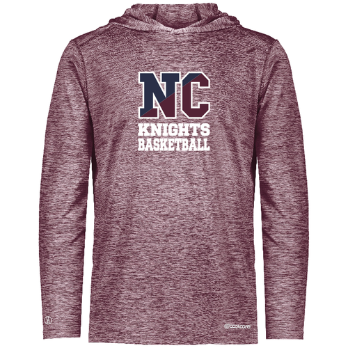 New Covenant Knights NC Logo LS Hooded Performance T-Shirt, Maroon