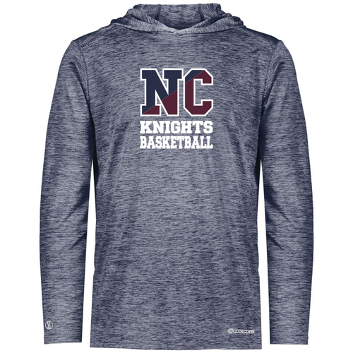 New Covenant Knights NC Logo LS Hooded Performance T-Shirt, Navy