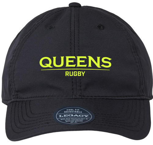 Queens University of Charlotte Rugby Text Logo Adjustable Hat, Black