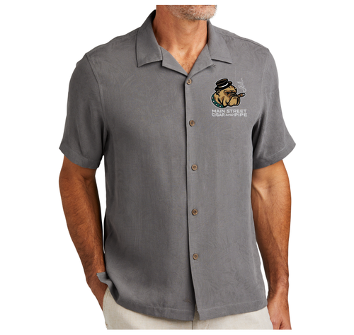 Main Street Cigar Tommy Bahama Camp Shirt, Gray