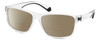 Profile View of Polaroid 2121/S Designer Polarized Reading Sunglasses with Custom Cut Powered Amber Brown Lenses in Clear Crystal Black Unisex Rectangular Full Rim Acetate 58 mm