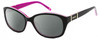 Profile View of Polaroid 4019/S Designer Polarized Reading Sunglasses with Custom Cut Powered Smoke Grey Lenses in Gloss Black Magenta Purple Crystal White Gold Ladies Oval Full Rim Acetate 54 mm