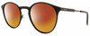 Profile View of Polaroid 4053/S Designer Polarized Sunglasses with Custom Cut Red Mirror Lenses in Matte Black Ladies Panthos Full Rim Metal 50 mm