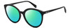 Profile View of Polaroid 4082/F/S Designer Polarized Reading Sunglasses with Custom Cut Powered Green Mirror Lenses in Gloss Black Gemstone Crystal Accents Ladies Cat Eye Full Rim Acetate 62 mm