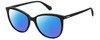 Profile View of Polaroid 4100/F/S Designer Polarized Reading Sunglasses with Custom Cut Powered Blue Mirror Lenses in Gloss Black Gemstone Crystal Accents Ladies Cat Eye Full Rim Acetate 59 mm
