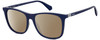 Profile View of Polaroid 6103/S/X Designer Polarized Sunglasses with Custom Cut Amber Brown Lenses in Gloss Navy Blue Silver Unisex Square Full Rim Acetate 55 mm