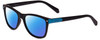 Profile View of Polaroid Kids 8025/S Designer Polarized Sunglasses with Custom Cut Blue Mirror Lenses in Matte Black Blue Unisex Panthos Full Rim Acetate 48 mm