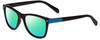 Profile View of Polaroid Kids 8025/S Designer Polarized Reading Sunglasses with Custom Cut Powered Green Mirror Lenses in Matte Black Blue Unisex Panthos Full Rim Acetate 48 mm