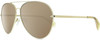 Profile View of Rag&Bone 1006 Designer Polarized Sunglasses with Custom Cut Amber Brown Lenses in Gold Yellow Crystal Ladies Pilot Full Rim Metal 59 mm