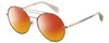 Profile View of Rag&Bone 1011 Designer Polarized Sunglasses with Custom Cut Red Mirror Lenses in Rose Gold Green Grey Crystal Ladies Pilot Full Rim Metal 59 mm