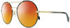 Profile View of Rag&Bone 1011 Designer Polarized Sunglasses with Custom Cut Red Mirror Lenses in Gold Black Ladies Pilot Full Rim Metal 59 mm