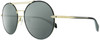 Profile View of Rag&Bone 1011 Designer Polarized Reading Sunglasses with Custom Cut Powered Smoke Grey Lenses in Gold Black Ladies Pilot Full Rim Metal 59 mm