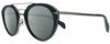 Profile View of Rag&Bone 1017 Designer Polarized Reading Sunglasses with Custom Cut Powered Smoke Grey Lenses in Matte Black Gunmetal Ladies Pilot Full Rim Metal 49 mm