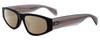Profile View of Rag&Bone 1047 Designer Polarized Sunglasses with Custom Cut Amber Brown Lenses in Black Grey Crystal Unisex Oval Full Rim Acetate 55 mm